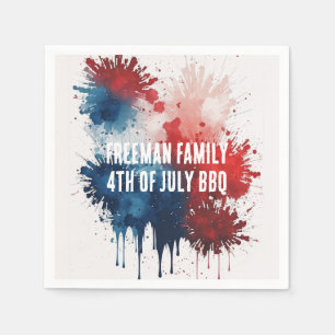 Modern Watercolor Patriotic 4th of July BBQ Party Napkins