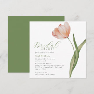 Modern Watercolor Peach Tulip Bridal Shower Invitation
