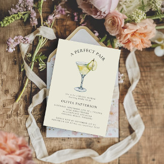 Modern Watercolor Pear Martini Bridal Shower Invitation