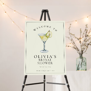Modern Watercolor Pear Martini Bridal Shower Sign