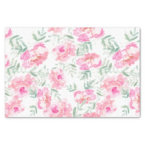 Modern Watercolor Peonies and Greenery Tissue Paper