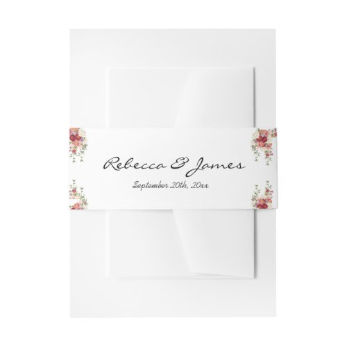 Modern Watercolor Peony Floral Flowers  Invitation Belly Band