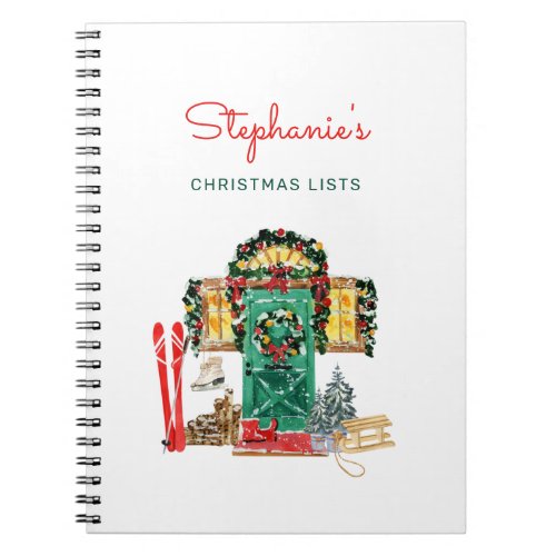 Modern Watercolor Personalized Christmas List Notebook