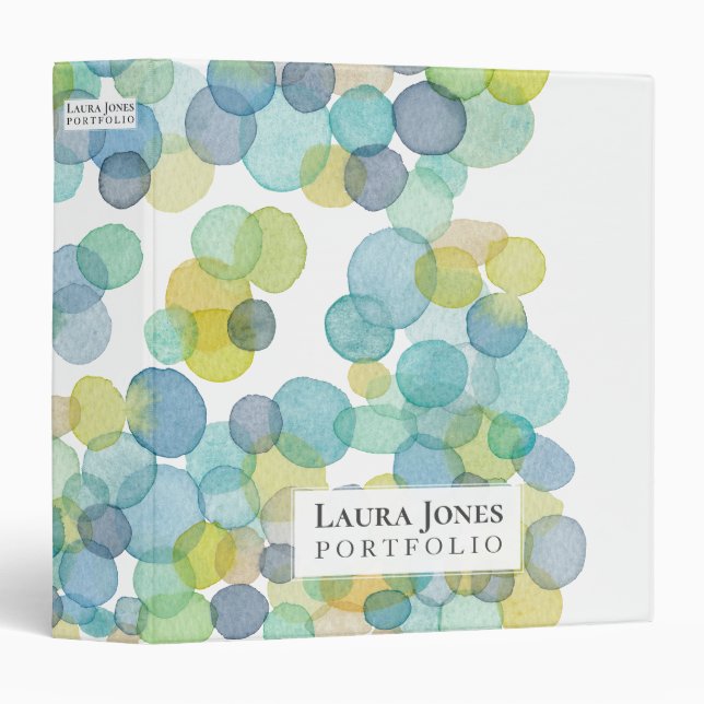 Modern Watercolor Personalized Custom Portfolio 3 Ring Binder (Front/Spine)