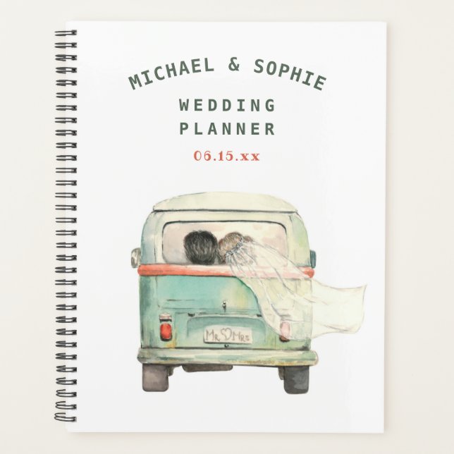 Modern Watercolor Personalized Wedding Planner (Front)
