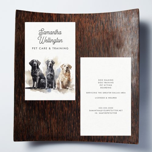 Modern Watercolor Pet Sitter Dog Walker Trainer Business Card