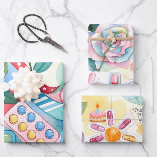 Modern Watercolor Pharmacy Thanks Pharm Hero Wrapping Paper Sheets