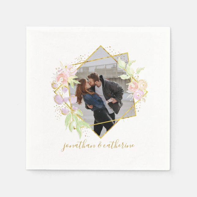 Modern Watercolor Photo  Napkins (Front)