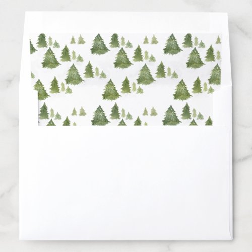 Modern Watercolor Pine Tree Forest Envelope Liner