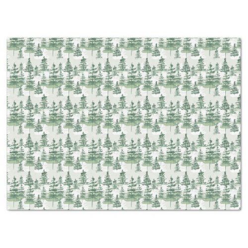 Modern Watercolor Pine Trees whimsical Christmas Tissue Paper