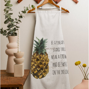 Modern Watercolor Pineapple & Positive Funny Quote Apron