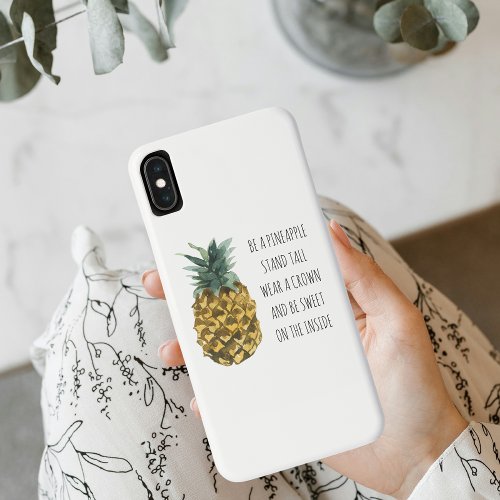 Modern Watercolor Pineapple  Positive Funny Quote iPhone XS Max Case