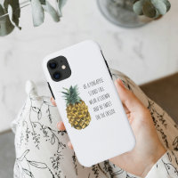 Modern Watercolor Pineapple & Positive Funny Quote