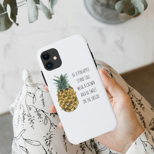 Modern Watercolor Pineapple & Positive Funny Quote iPhone 11 Case