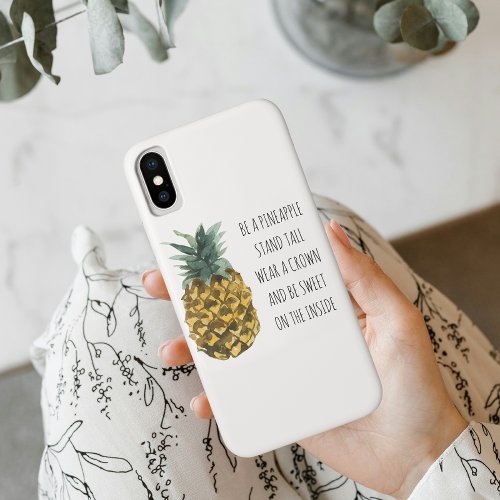 Modern Watercolor Pineapple  Positive Funny Quote iPhone XS Case