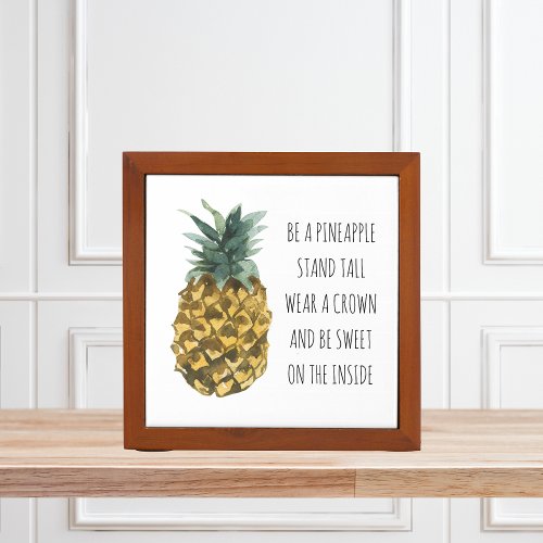 Modern Watercolor Pineapple  Positive Funny Quote Desk Organizer