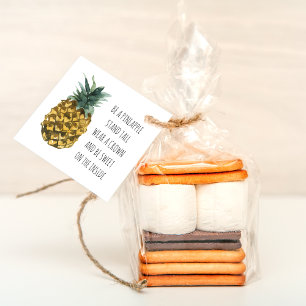 Modern Watercolor Pineapple & Positive Funny Quote Favor Tags