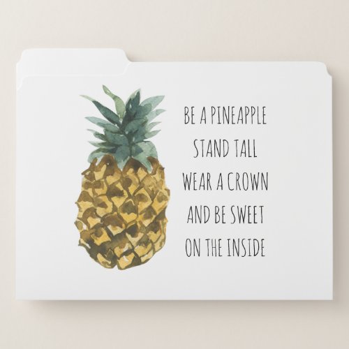 Modern Watercolor Pineapple  Positive Funny Quote File Folder