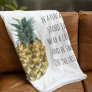 Modern Watercolor Pineapple & Positive Funny Quote Fleece Blanket