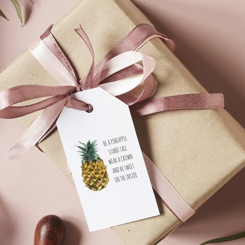 Modern Watercolor Pineapple  Positive Funny Quote Gift Tags
