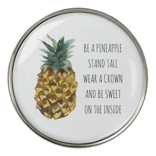 Modern Watercolor Pineapple  Positive Funny Quote Golf Ball Marker