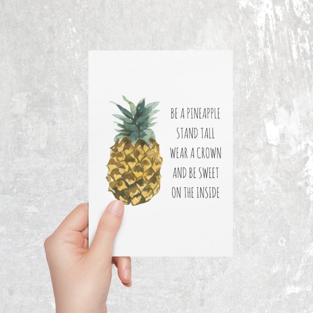 Modern Watercolor Pineapple & Positive Funny Quote Holiday Card (Creator Uploaded)