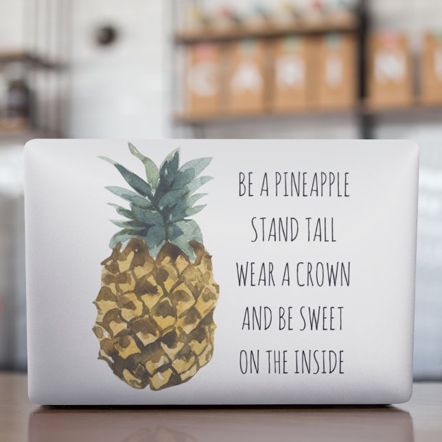 Modern Watercolor Pineapple & Positive Funny Quote HP Laptop Skin (Creator Uploaded)