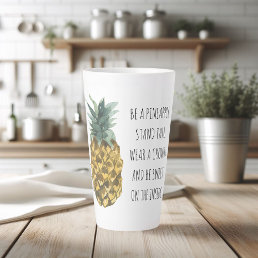 Modern Watercolor Pineapple &amp; Positive Funny Quote Latte Mug