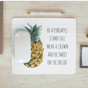 Modern Watercolor Pineapple & Positive Funny Quote Mouse Pad