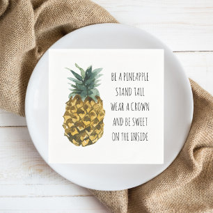 Modern Watercolor Pineapple & Positive Funny Quote Napkins