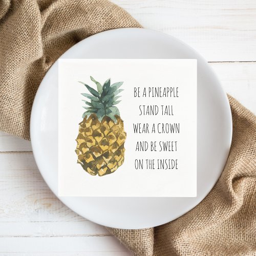 Modern Watercolor Pineapple  Positive Funny Quote Napkins