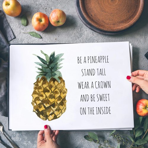 Modern Watercolor Pineapple  Positive Funny Quote Placemat