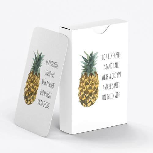 Modern Watercolor Pineapple  Positive Funny Quote Playing Cards