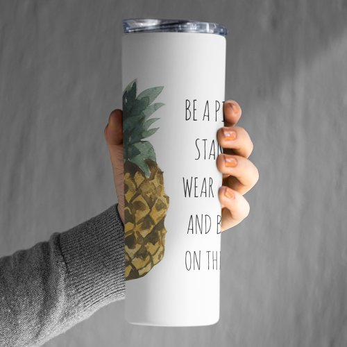 Modern Watercolor Pineapple  Positive Funny Quote Thermal Tumbler