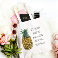 Modern Watercolor Pineapple & Positive Funny Quote