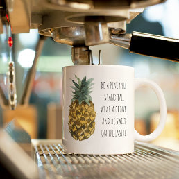 Modern Watercolor Pineapple &amp; Positive Funny Quote Two-Tone Coffee Mug