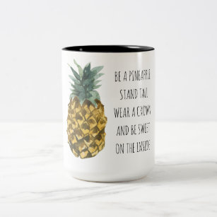 Watercolor Stitch Holding Pineapple Two-Tone Coffee Mug, Zazzle