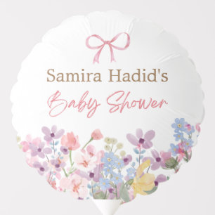 Modern Watercolor Pink Bow Floral girl baby shower Balloon