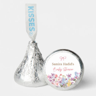 Modern Watercolor Pink Bow Floral Hershey®'s Kisses®