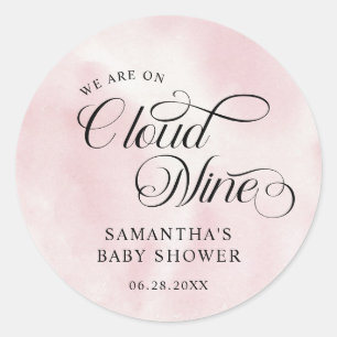 Modern Watercolor Pink  Cloud Nine Baby Shower Classic Round Sticker