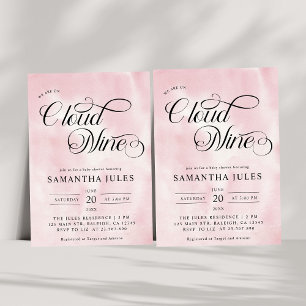 Modern Watercolor Pink Cloud Nine Baby Shower Invitation