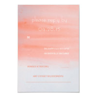 modern watercolor pink coral wedding RSVP cards