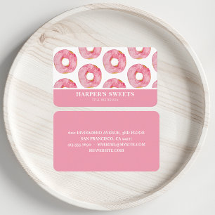 Modern Watercolor Pink Donuts Professional Business Card