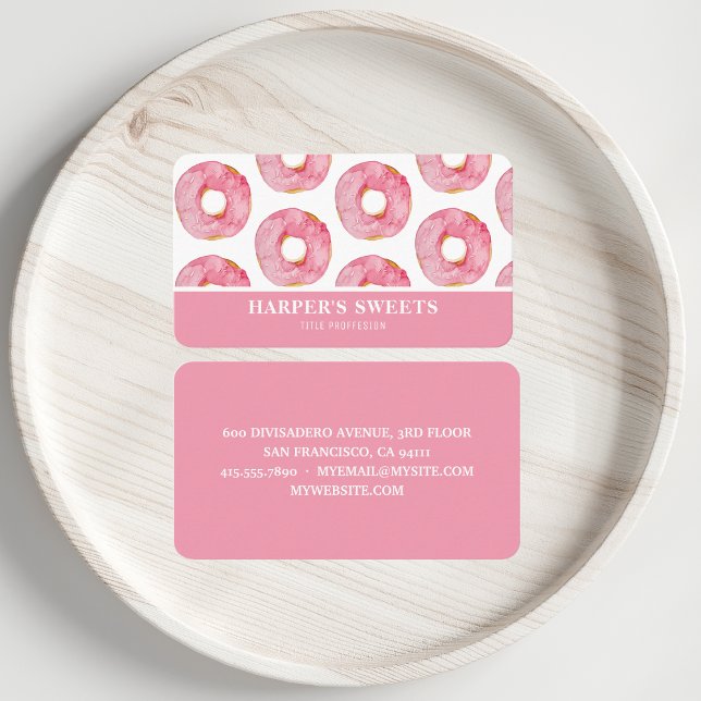 Modern Watercolor Pink Donuts Professional  Business Card (Creator Uploaded)