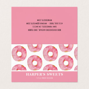 Modern Watercolor Pink Donuts Professional Business Card