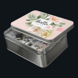 Modern Watercolor Pink Flowers & Hello & Name Jigsaw Puzzle<br><div class="desc">Modern Watercolor Pink Flowers & Hello & Name</div>