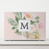 Modern Watercolor Pink Flowers Monogrammed  HP Laptop Skin (Front)