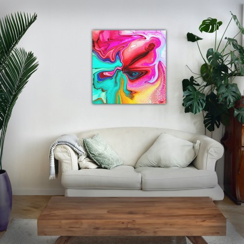 Modern Watercolor Pink Green Art Canvas Photo Tiles