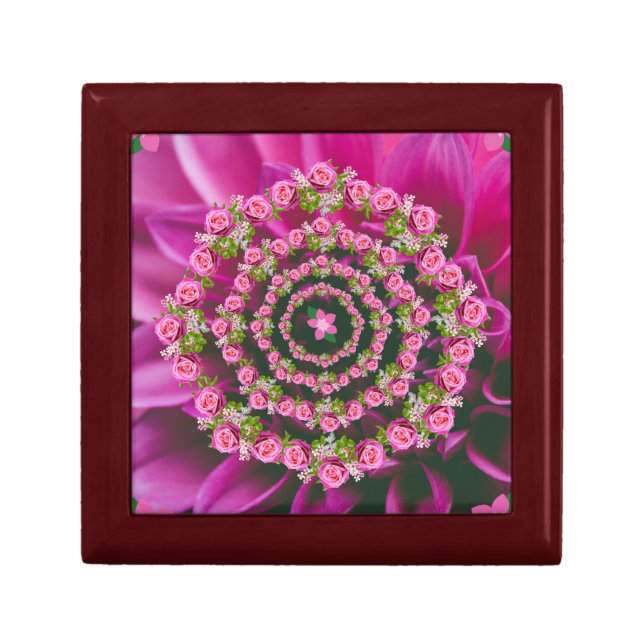 Modern Watercolor Pink Green Flowers Pattern Gift  Gift Box (Front)