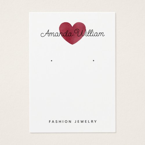 Modern watercolor Pink Heart earring Display card 